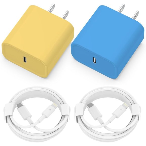 2 Pack 20W PD USB C Wall Fast Charger Adapter 6FT Type C to Lightning Cable - Picture 1 of 7